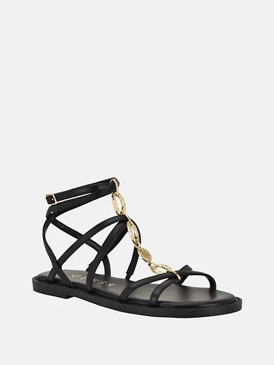 Grunge faux leather sandals