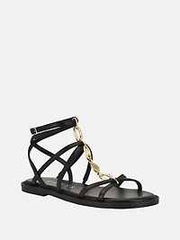 Grunge faux leather sandals