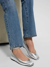Metallic Ankle Strap Ballet Flats