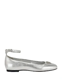 Metallic Ankle Strap Ballet Flats