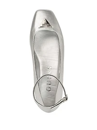 Metallic Ankle Strap Ballet Flats