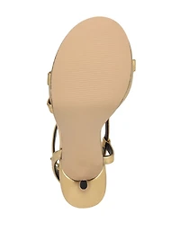 Rhinestone Chain Logo Platform Heels