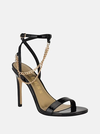 Gold-Tone Chain Strap Heels