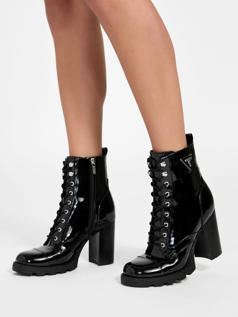 Neadyn Lace-Up Heeled Moto Booties