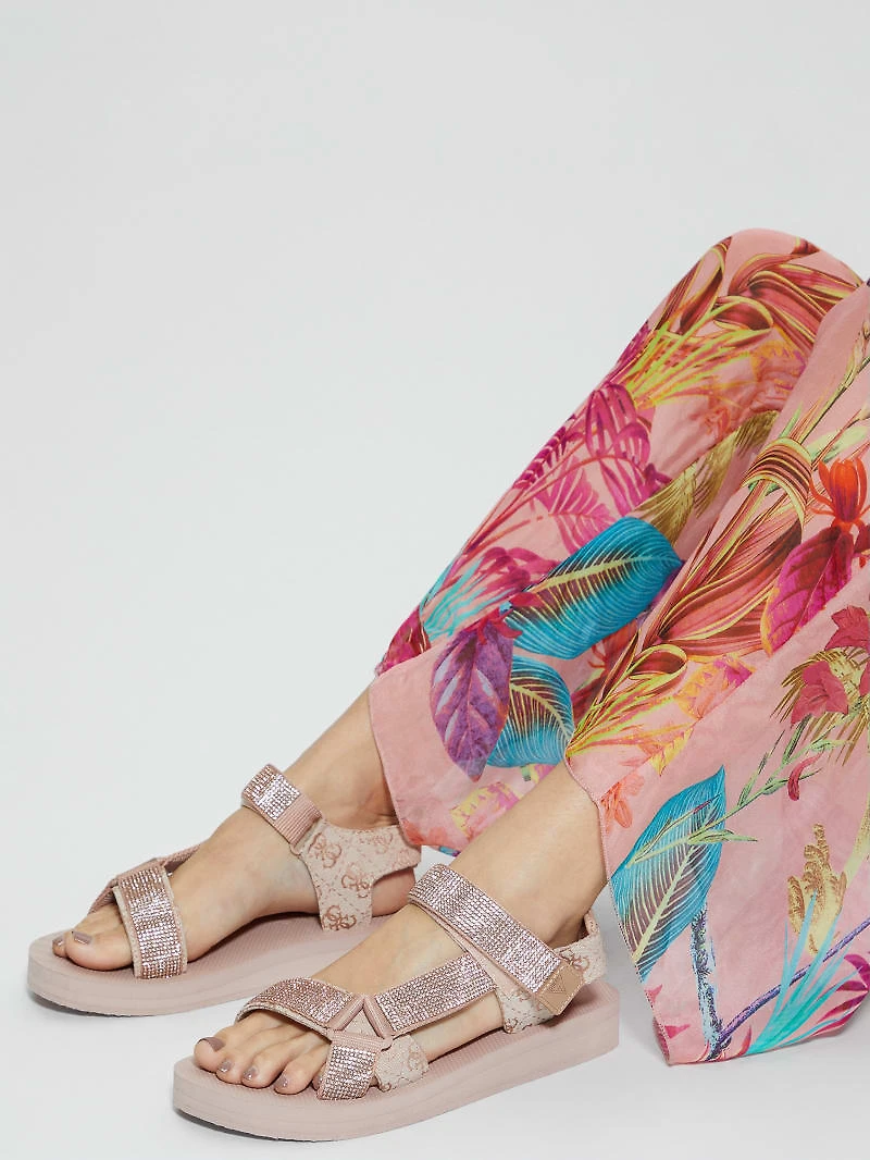 Nylaha Rhinestone Flatform Sandals