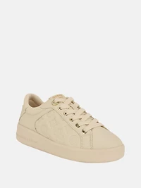 Ronii Debossed Peony Low-Top Sneakers