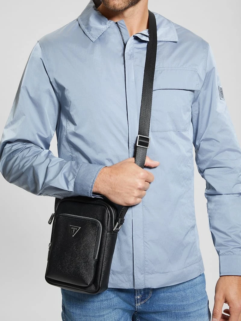 Faux-Leather Saffiano Crossbody