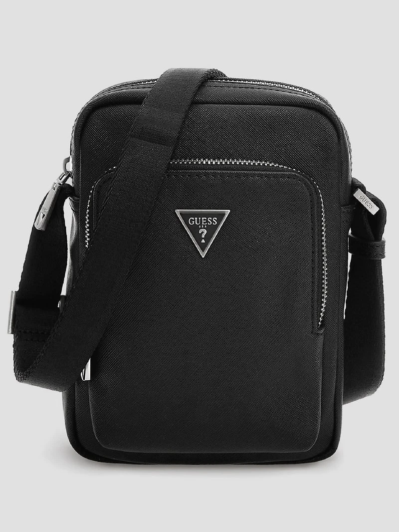 Faux-Leather Saffiano Crossbody