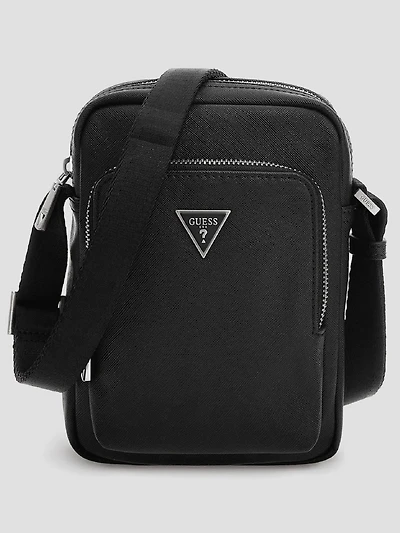 Faux-Leather Saffiano Crossbody