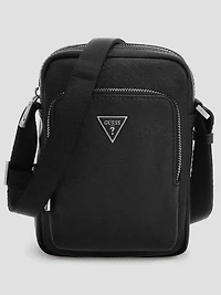 Faux-Leather Saffiano Crossbody