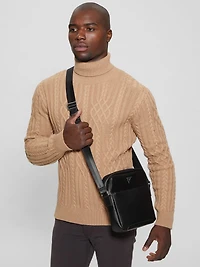 Eco Saffiano Top-Zip Flat Crossbody