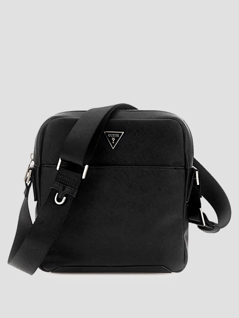 Eco Saffiano Top-Zip Flat Crossbody