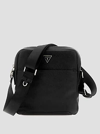 Eco Saffiano Top-Zip Flat Crossbody