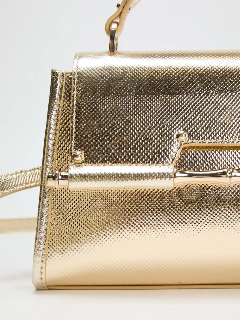 Iris Metallic Leather Top Handle Bag