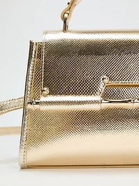 Iris Metallic Leather Top Handle Bag