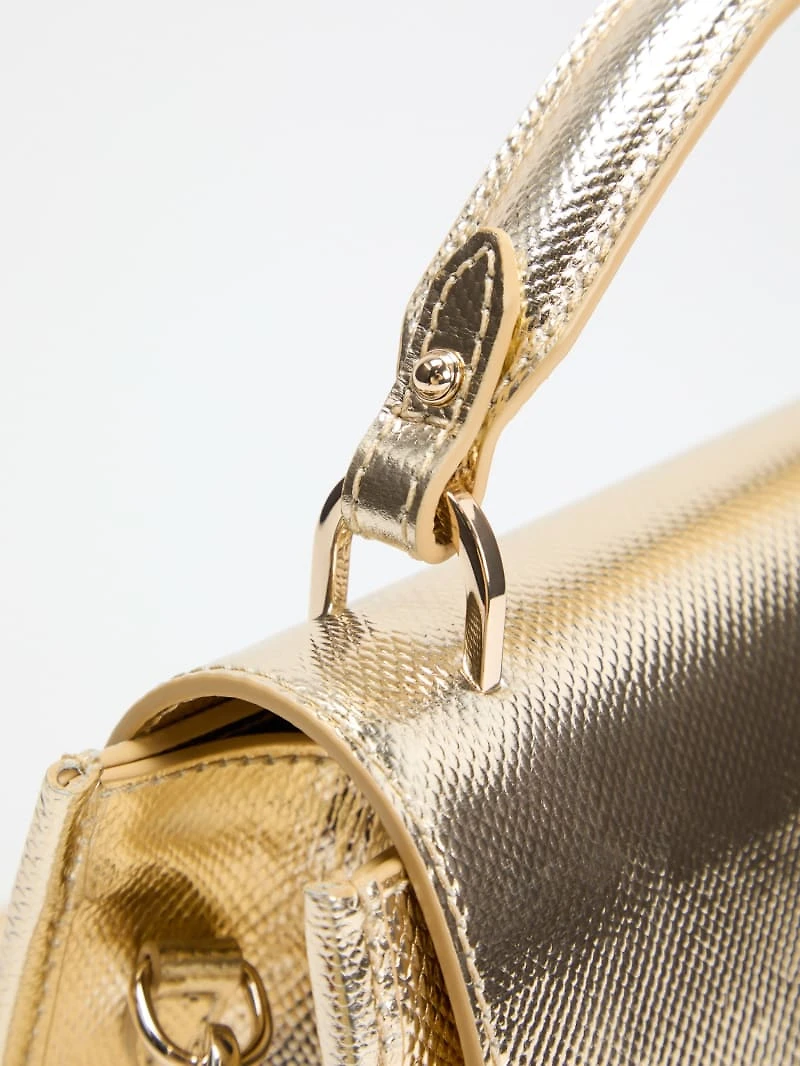 Iris Metallic Leather Top Handle Bag