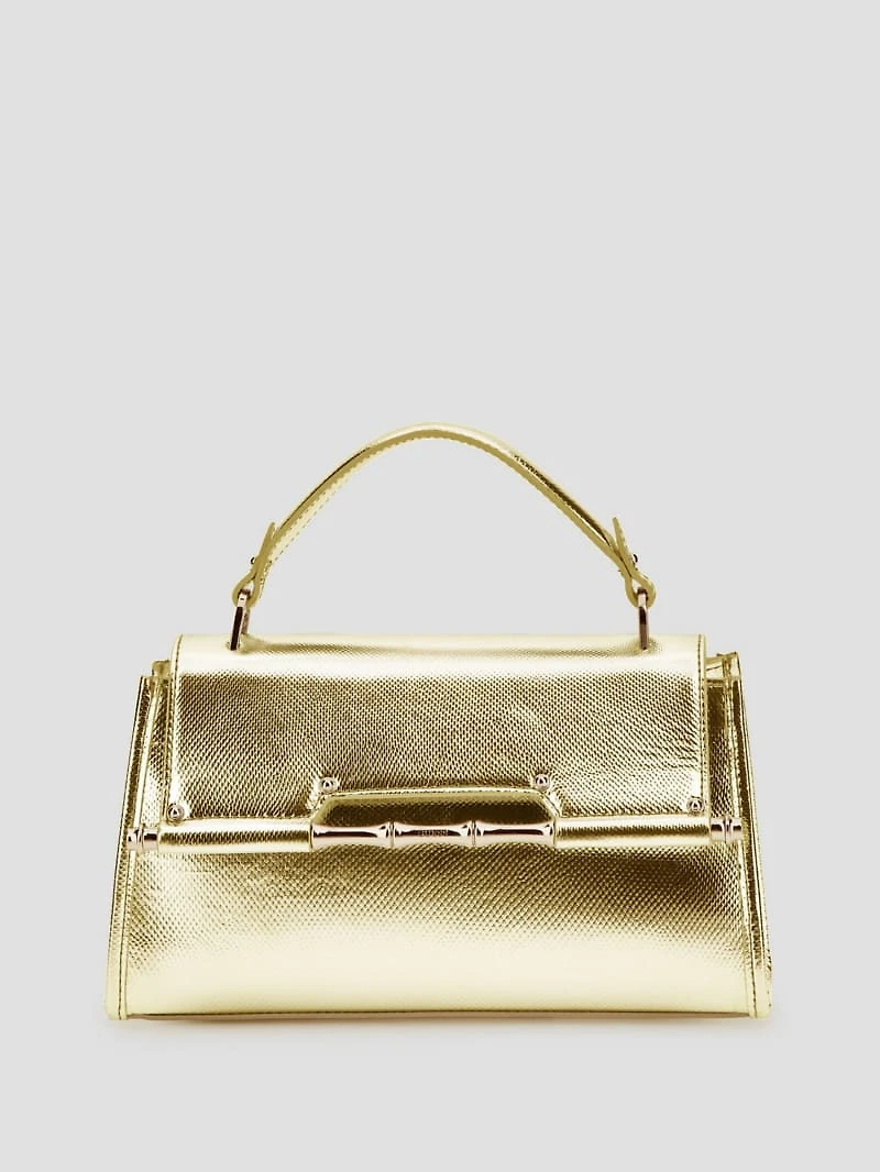 Iris Metallic Leather Top Handle Bag