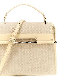 Iris Leather and Raffia Satchel