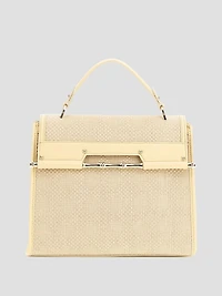 Iris Leather and Raffia Satchel