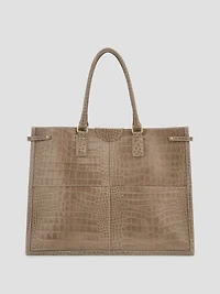 Isa Crocodile-Embossed Leather Tote