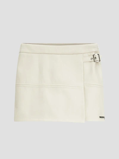 Faux-Leather Wrap Skort (7-16)