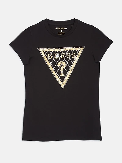 Rhinestone Chain Mesh Logo Tee (7-14)