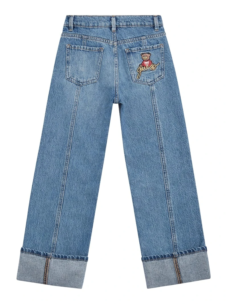 Bear Logo Wide-Leg Jeans (7-16)