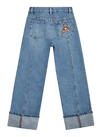 Bear Logo Wide-Leg Jeans (7-16)