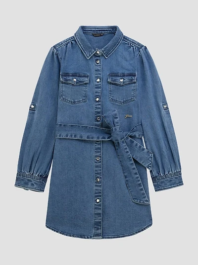 Belted Denim Shirt Dress (7-16)