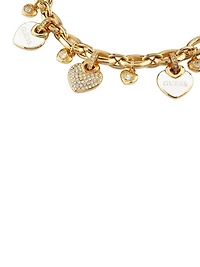 Gold-Tone Enamel and Pavé Heart Bracelet
