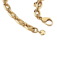 Gold-Tone Enamel and Pavé Heart Bracelet