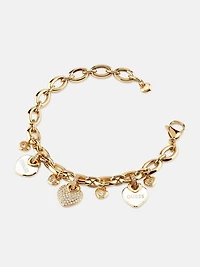 Gold-Tone Enamel and Pavé Heart Bracelet