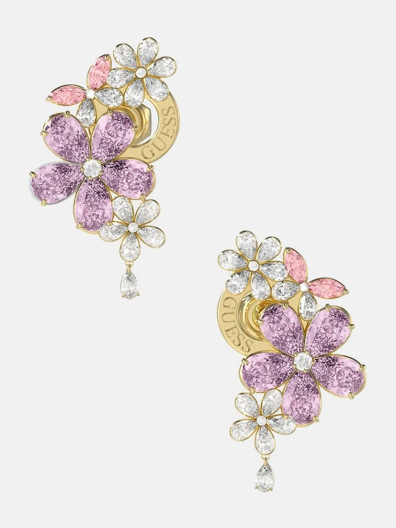 Gold-Tone and Multi-Flower Statement Earrings