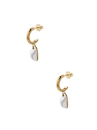 Gold-Tone Heart Huggie Hoop Earrings