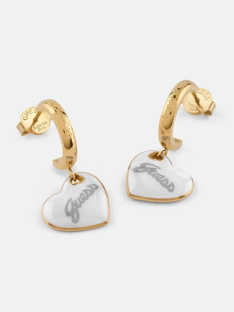 Gold-Tone Heart Huggie Hoop Earrings