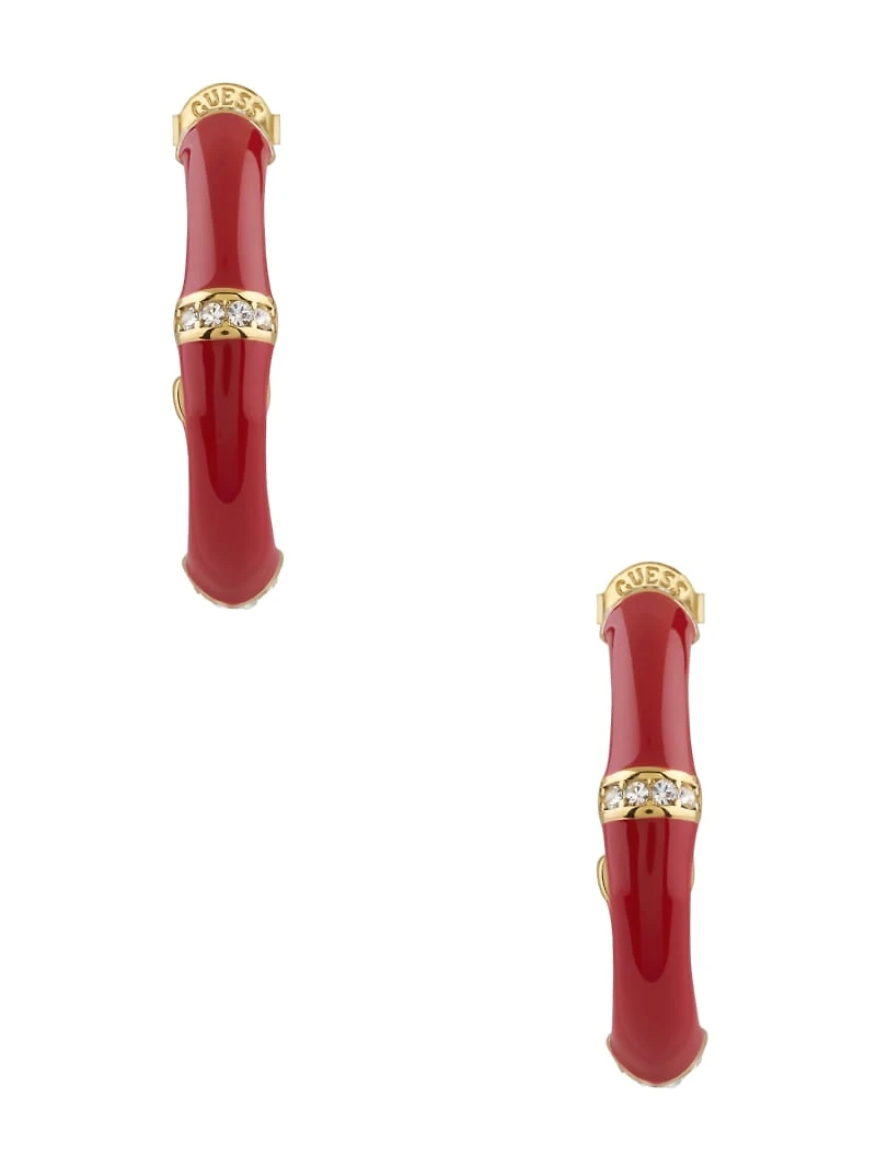 Bamboo Crystal Hoop Earrings
