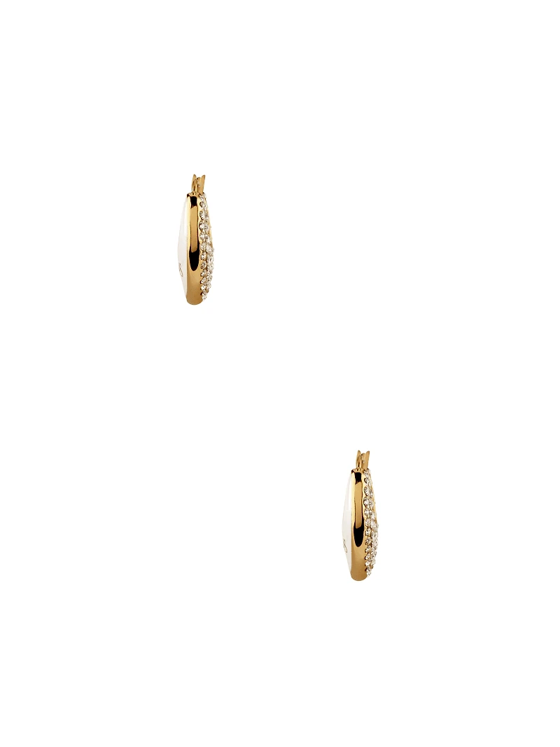 Gold-Tone Enamel and Pavé Heart Earrings