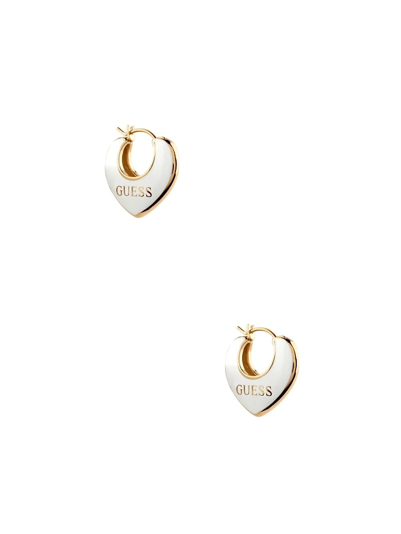 Gold-Tone Enamel and Pavé Heart Earrings