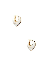 Gold-Tone Enamel and Pavé Heart Earrings