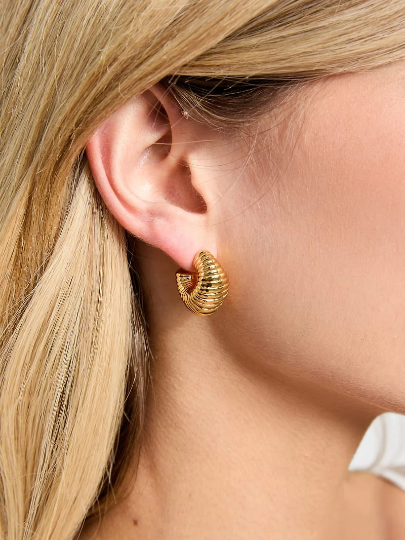 Gold-Tone Striped Hoop Earrings