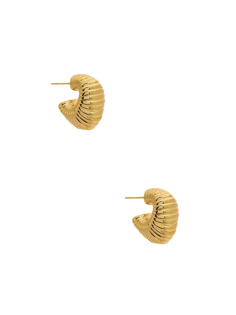 Gold-Tone Striped Hoop Earrings