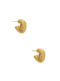 Gold-Tone Striped Hoop Earrings