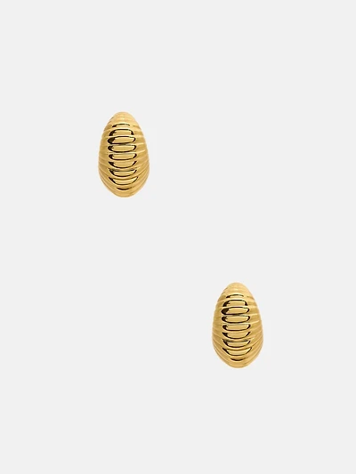Gold-Tone Striped Hoop Earrings