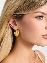 Gold-Tone Sculpted Hoop Earrings