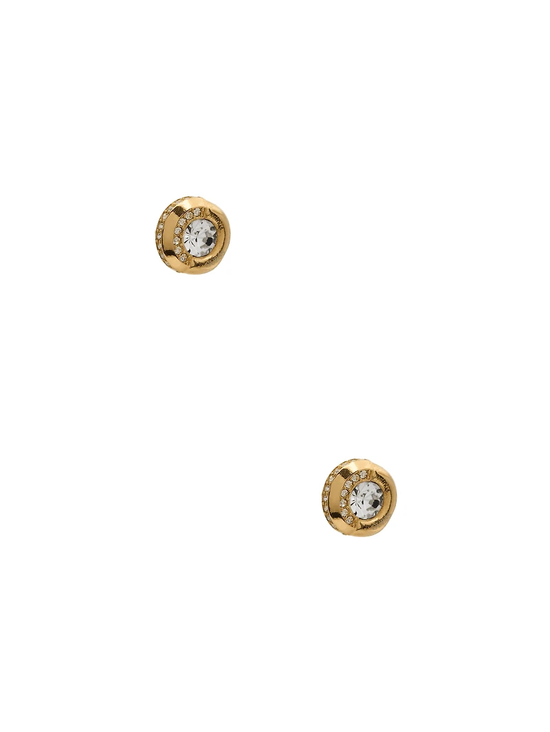 Gold-Tone Pavé Coin Stud Earrings
