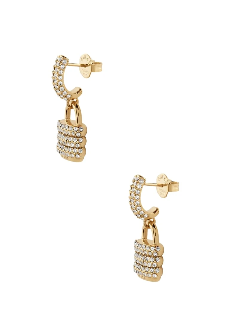 Gold-Tone Pavé Padlock Earrings