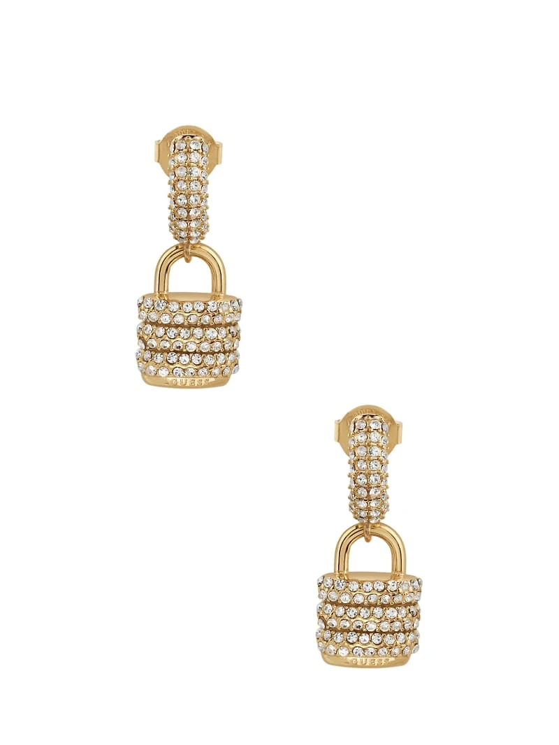 Gold-Tone Pavé Padlock Earrings