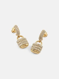 Gold-Tone Pavé Padlock Earrings