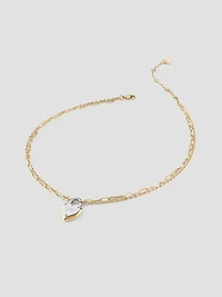 Two-Tone Heart Lock Necklace