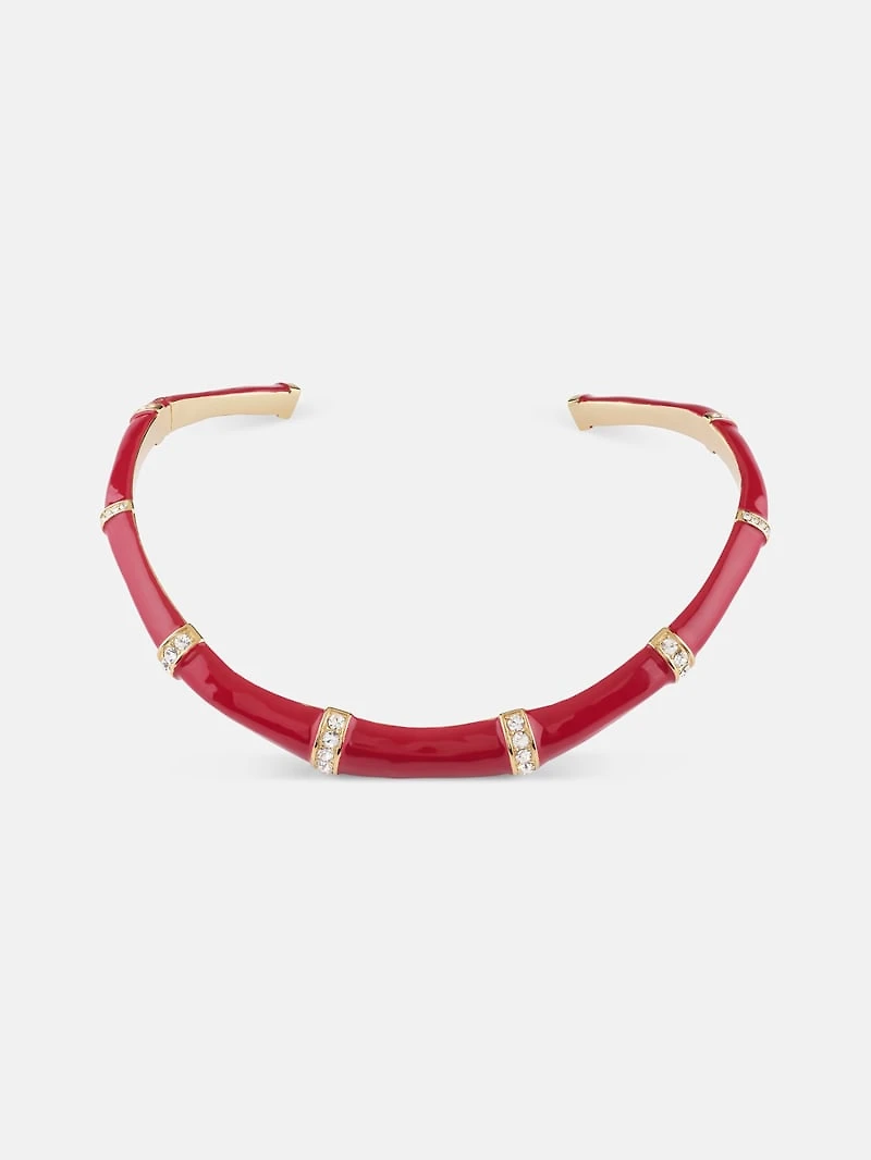 Gold-Tone and Red Bamboo Choker